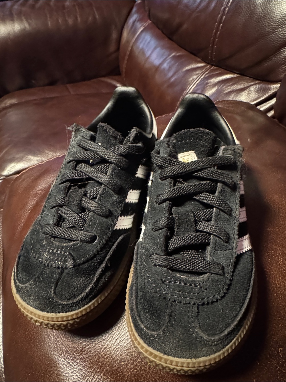 adidas Black Suede Sneakers with White Stripes handball Spezial